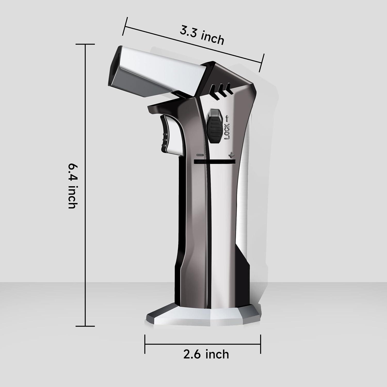 Butane Torch - Refillable Torch Lighter, Kitchen Torch for Baking, Cooking Food, Creme Brulee, BBQ, Blow Torch with Safety Lock and Adjustable Flame, 2 Cans Butane Included.