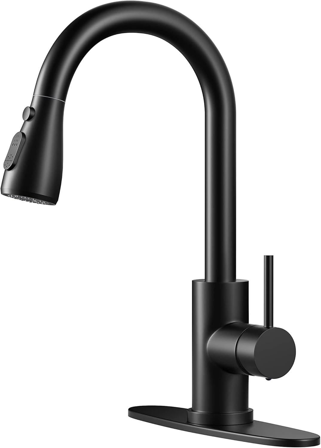 Matte Black Stainless Steel Pull Down Kitchen Faucet with Single Handle