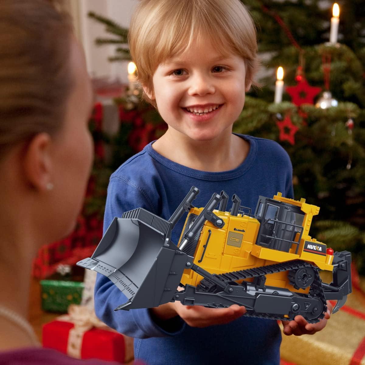 Fisca 1/16 Remote Control Bulldozer Toys for Kids, Children RC Dozer Front Loader Tractor Construction Vehicles