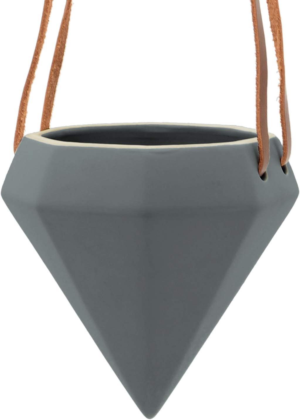 Guilford Glam Modern Dark Grey Ceramic Cone Hanging Planter