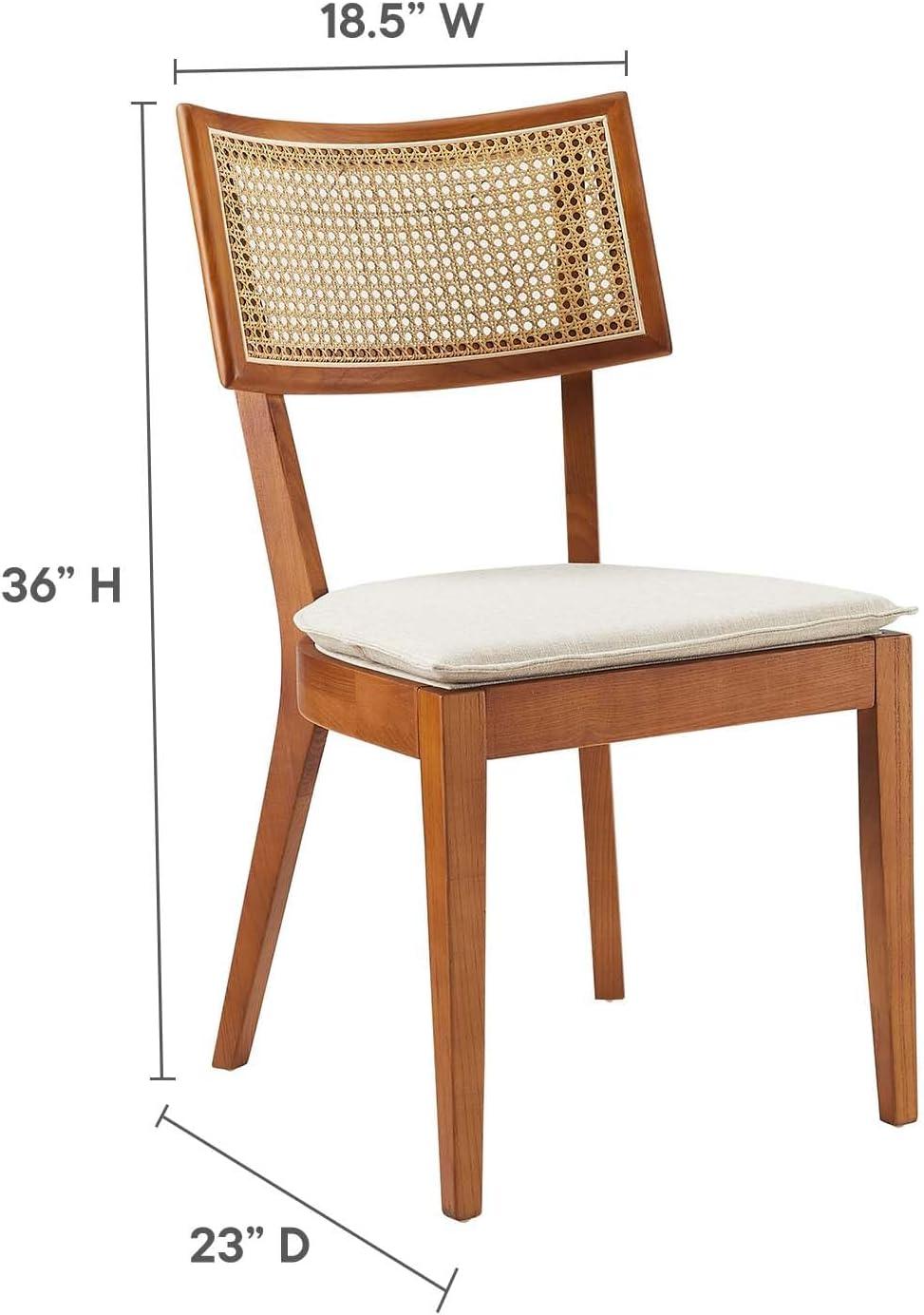 Modway Caledonia Fabric Upholstered Wood Dining Chair Set of 2