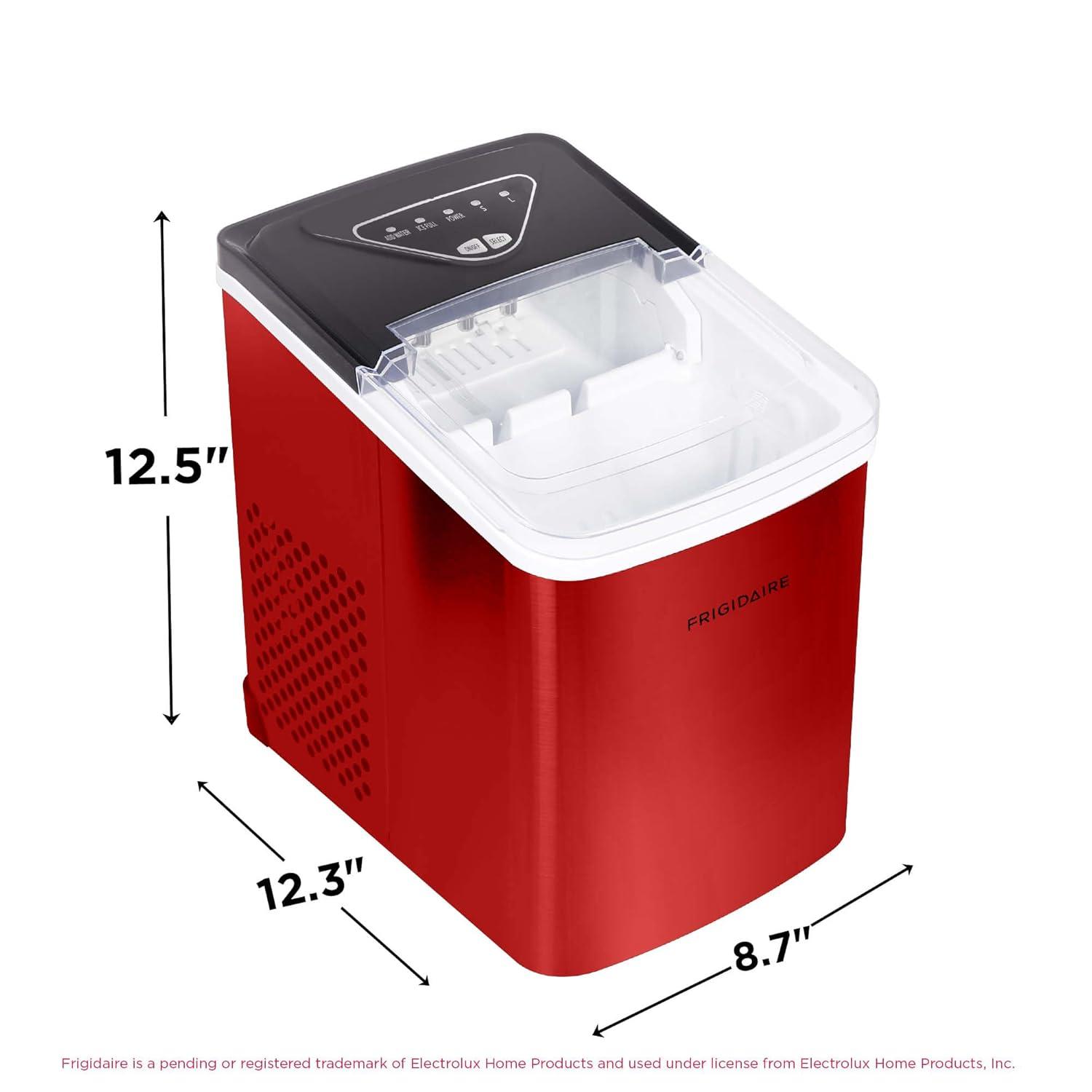Frigidaire, 26 Lbs. Countertop Ice Maker, Bullet Shaped Ice, Red Stainless Steel