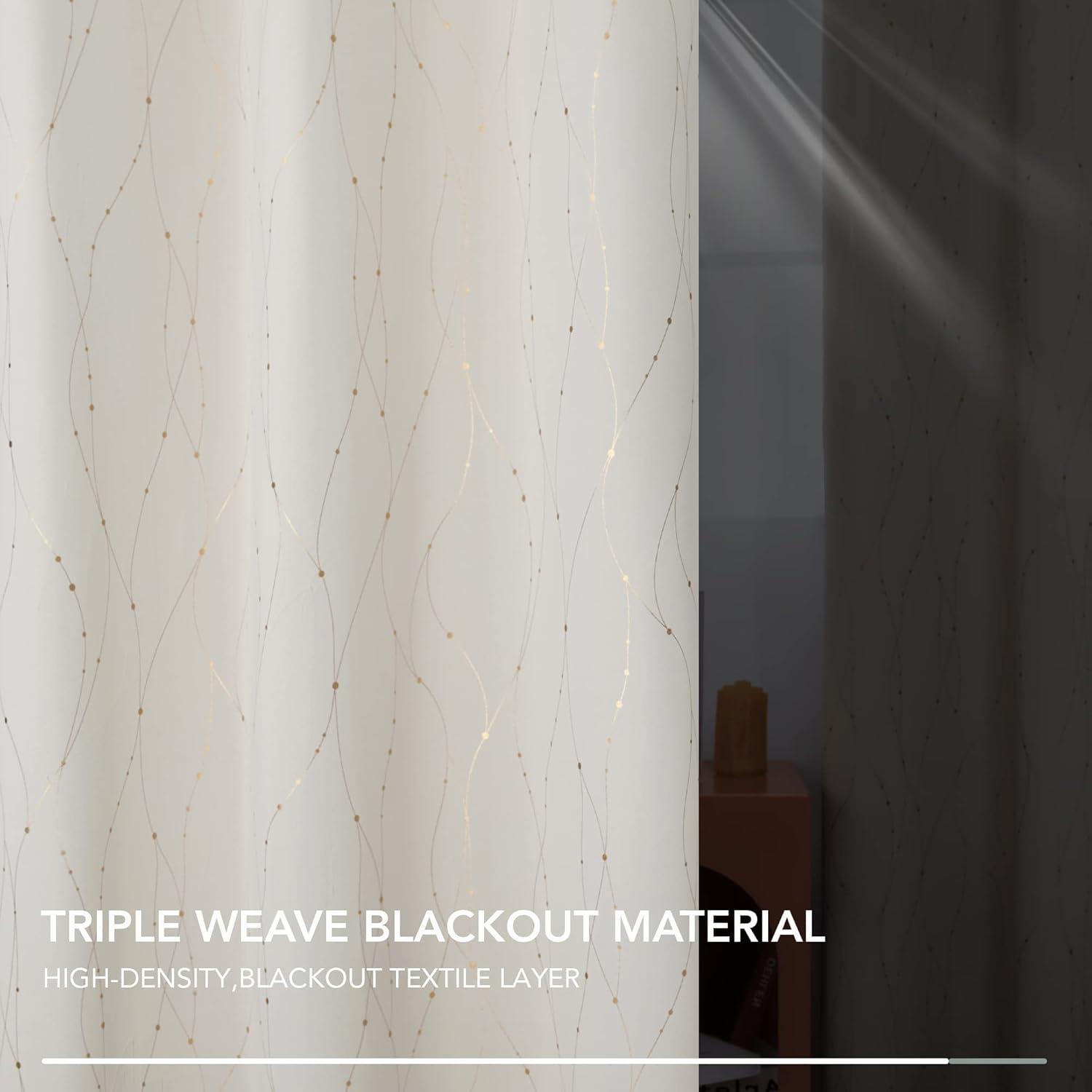 Deconovo Blackout Curtains - Thermal Insulated, Noise-Reducing Window Drapes for Bedroom, Living Room -2 Panels, Beige, 42W x 95L