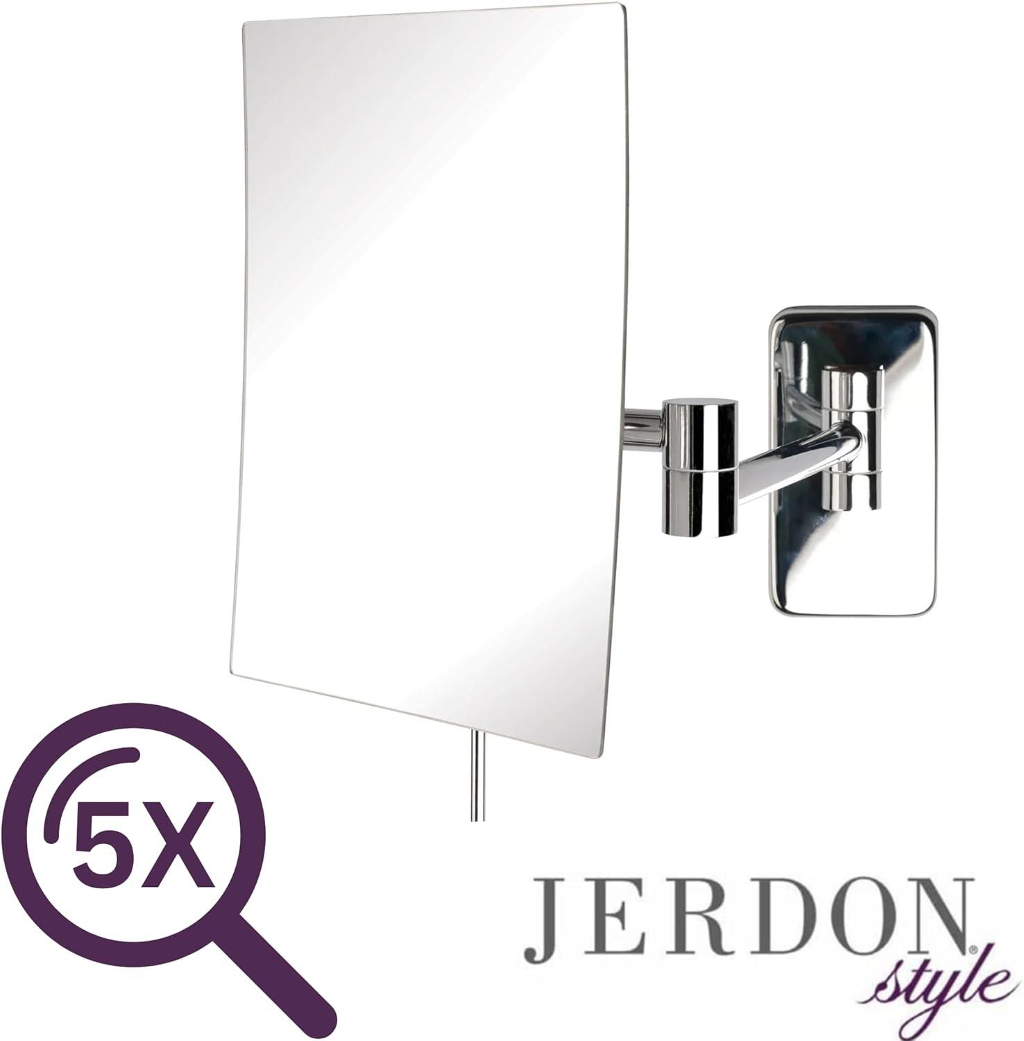 Wrought Studio™ Wall Mount Makeup Mirror with 5X Magnification - 8.75” x 6.5” Rectangular Mirror Extends 14”