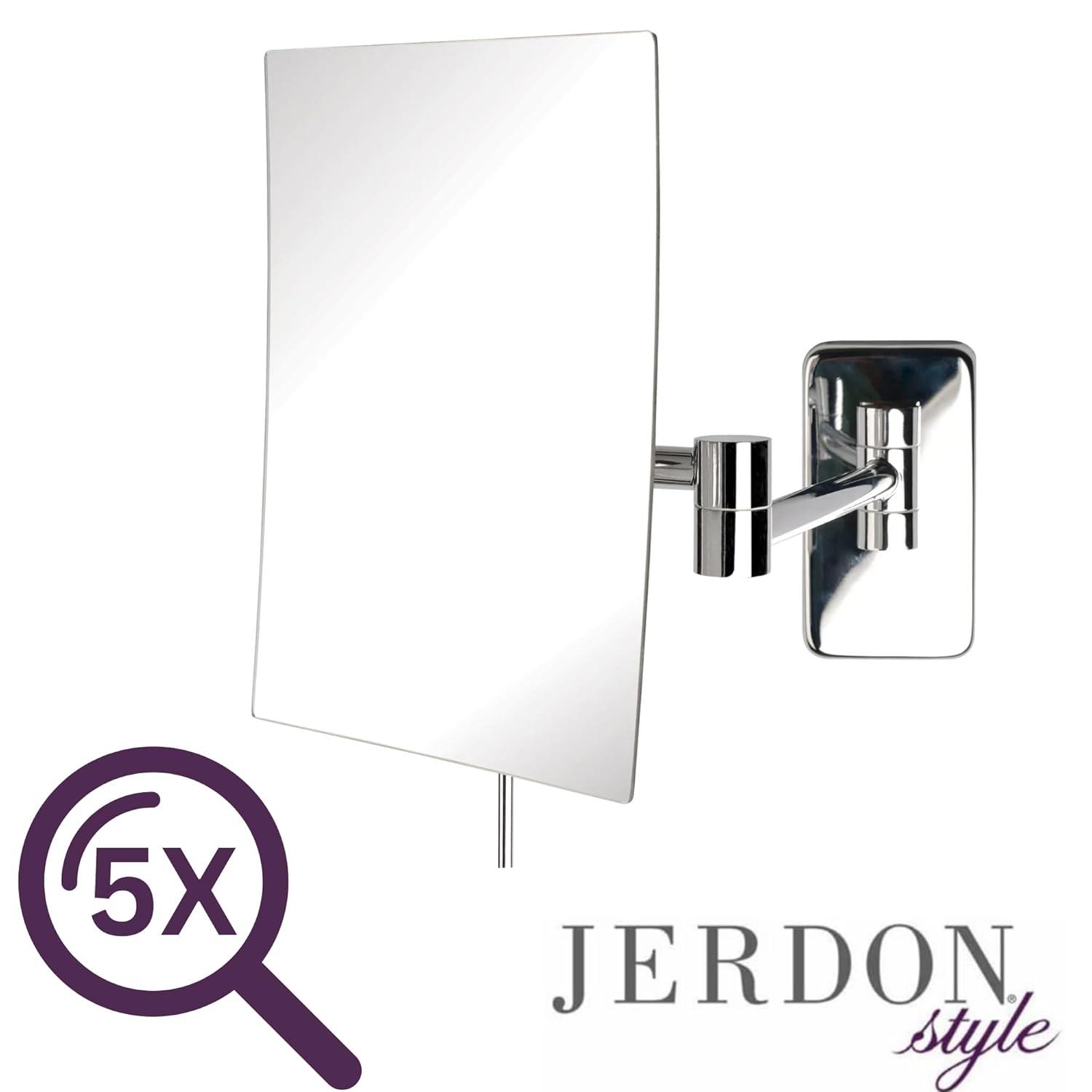 Wrought Studio™ Wall Mount Makeup Mirror with 5X Magnification - 8.75” x 6.5” Rectangular Mirror Extends 14”