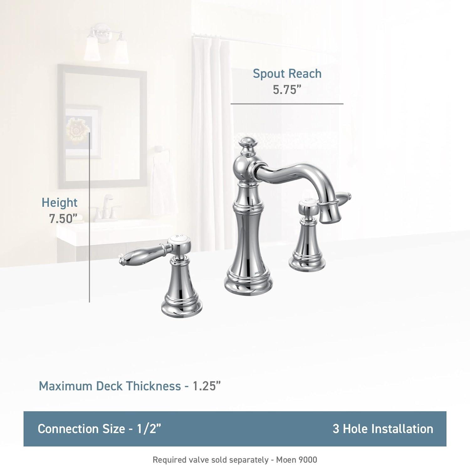 Elegant Weymouth 7.5" Polished Nickel Widespread Bathroom Faucet