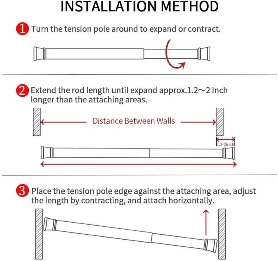 2pcs Spring Tension Curtain Rod?28-43 Inches Adjustable Expandable Pressure Black Curtain Tension Rods For Kitchen, Bathroom, Window,Home