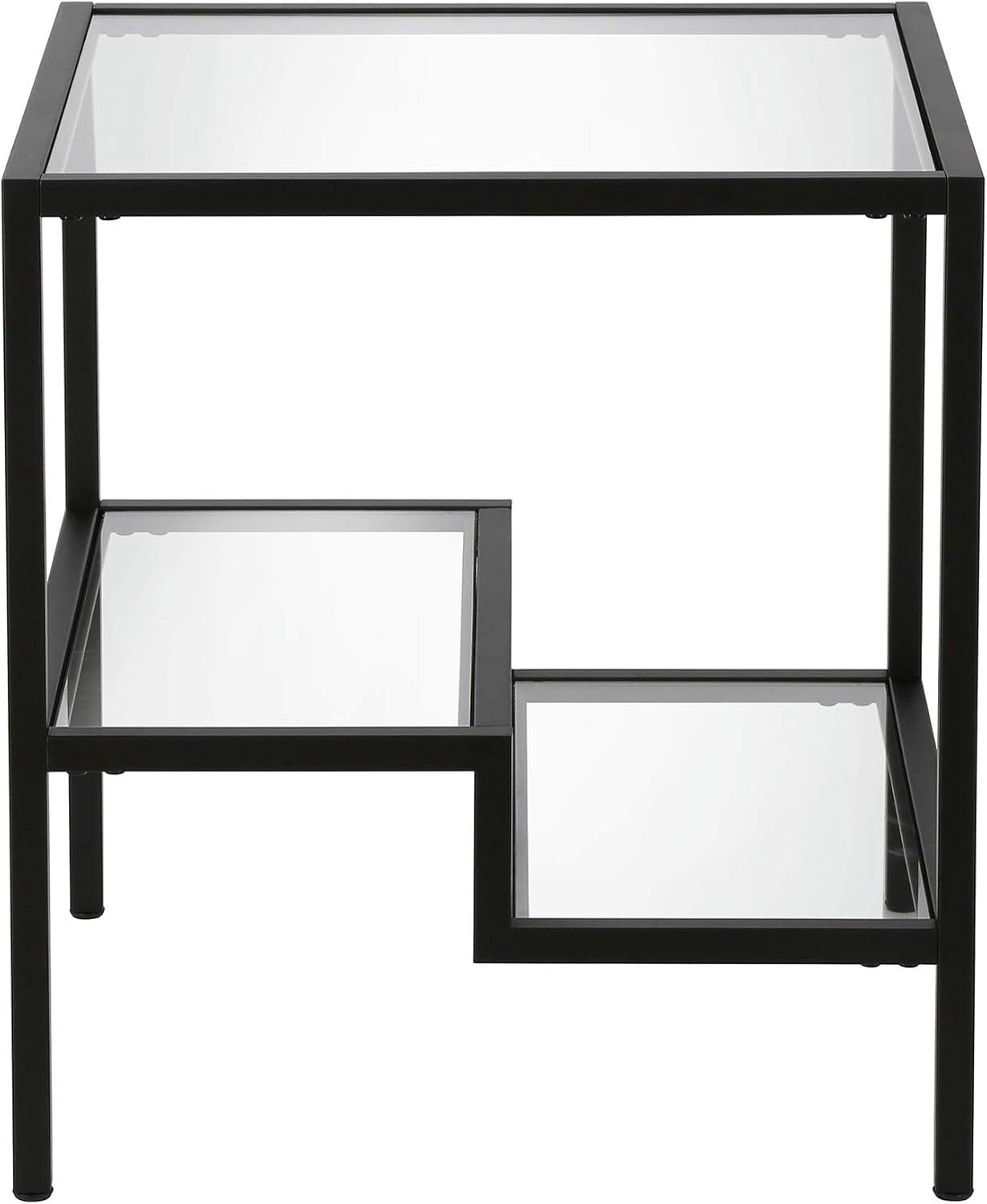 Evelyn&Zoe Lovett 20" Wide Square Side Table, Blackened Bronze