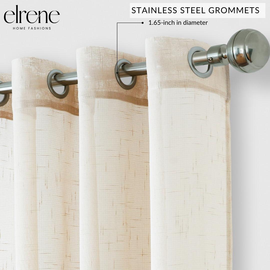 Carmen Sheer Extra Wide Indoor/Outdoor Single Window Curtain for Patio, Porch, Cabana - 114x108 - Ivory - Elrene Home Fashions