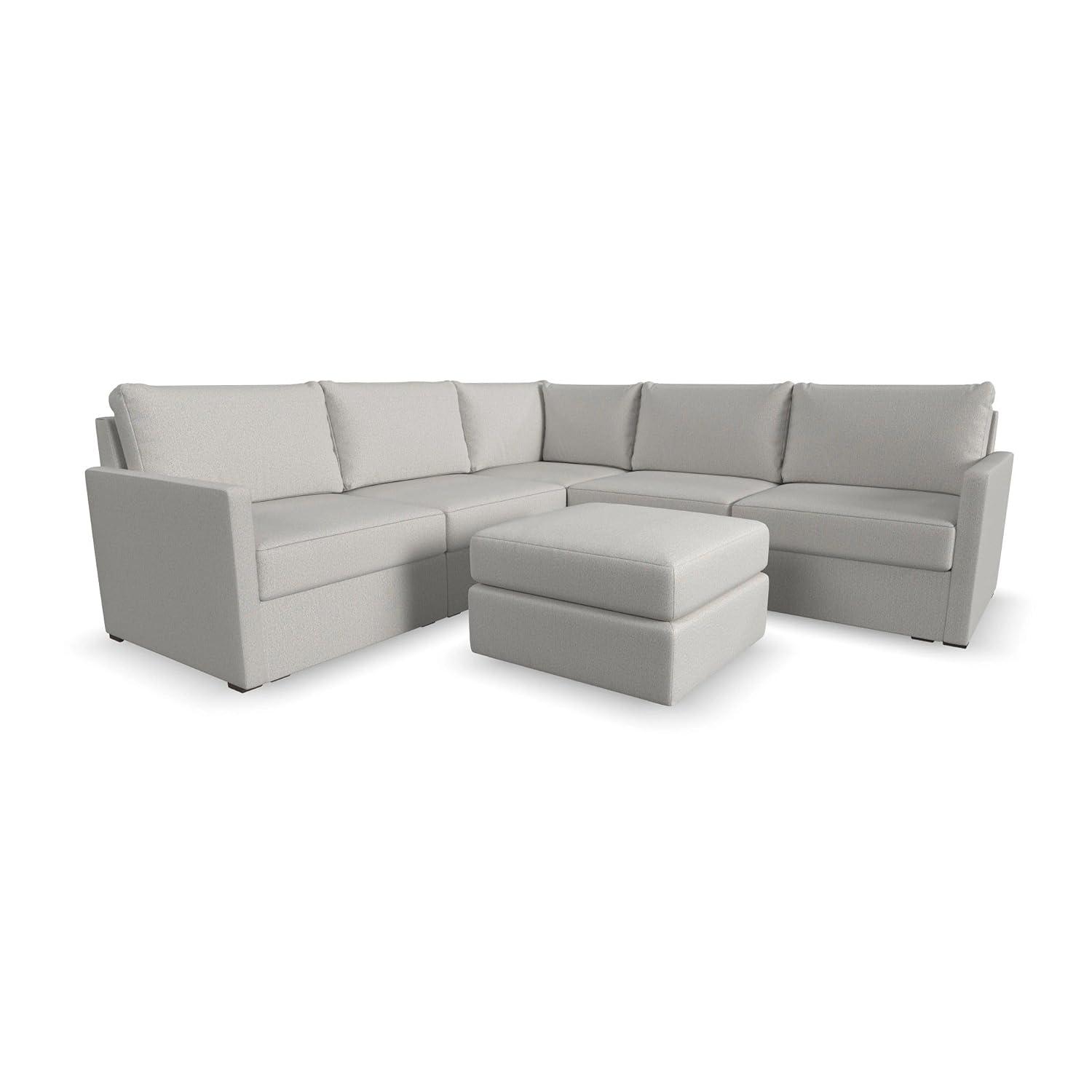 Flex 5 - Piece Upholstered Modular Sectional with Bumper Ottoman