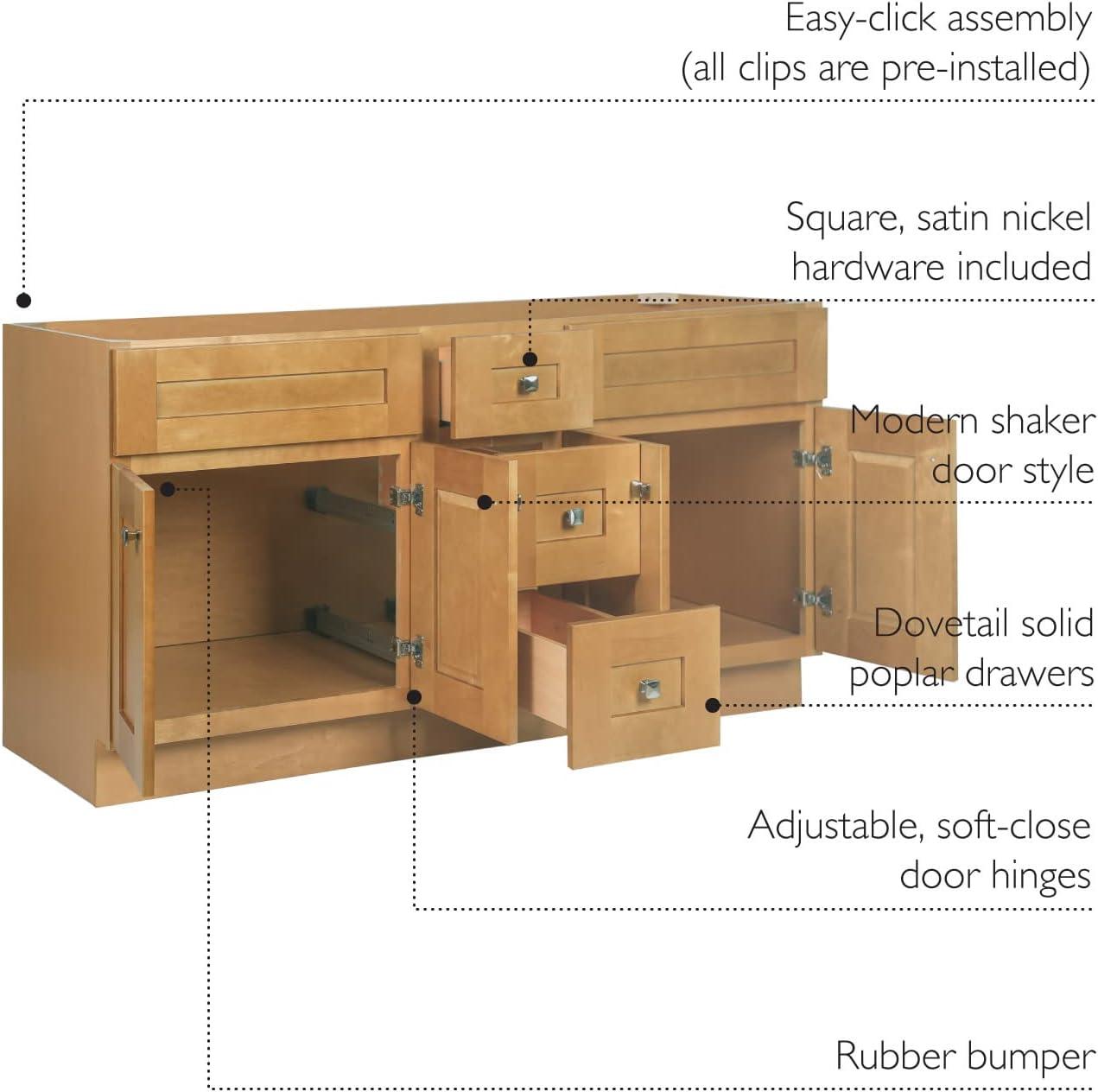 Design House Brookings 60 Inch Bathroom Vanity, Ready to Assemble, Solid Wood, Sherwin Williams – Design House, 599019-
