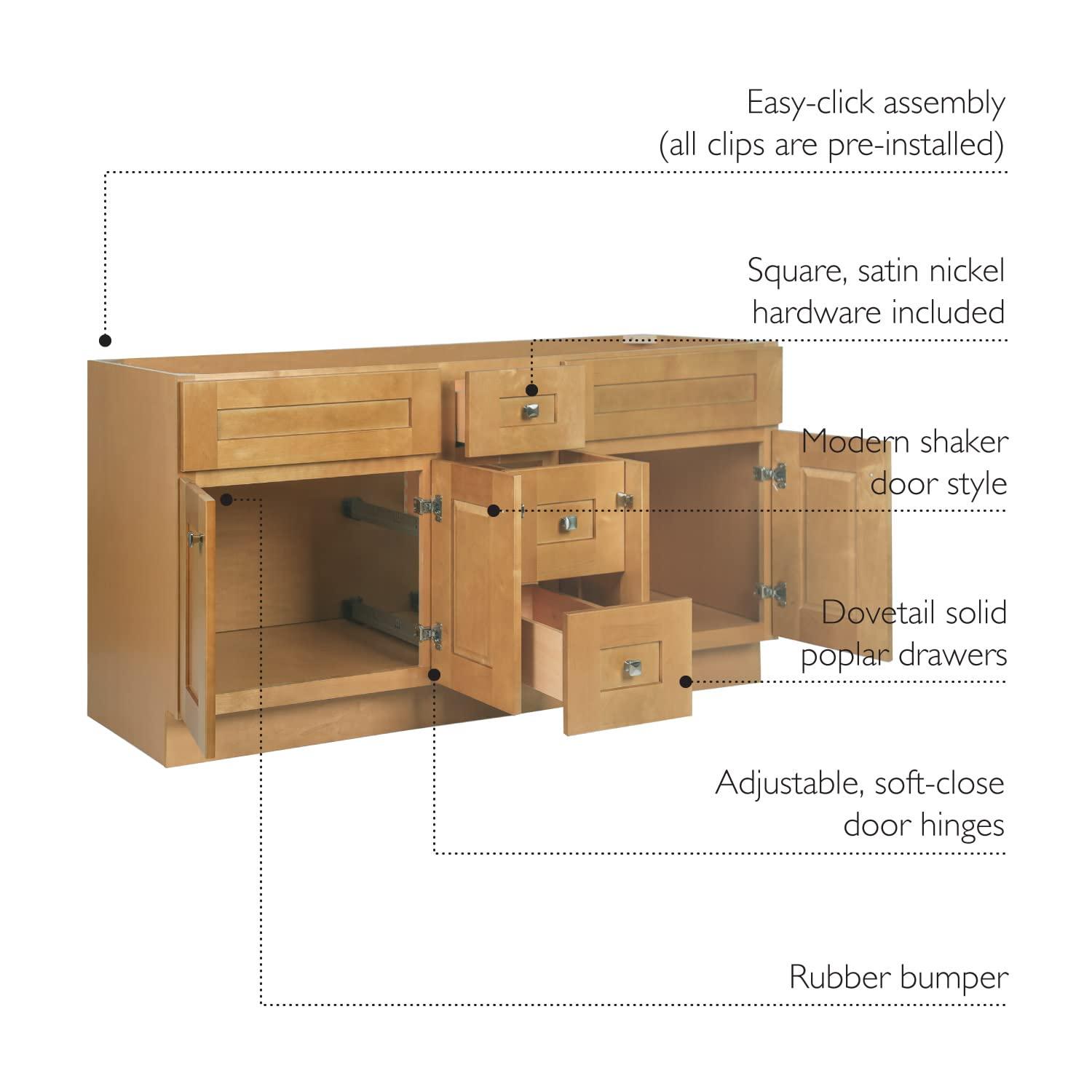 Design House Brookings 60 Inch Bathroom Vanity, Ready to Assemble, Solid Wood, Sherwin Williams – Design House, 599019-
