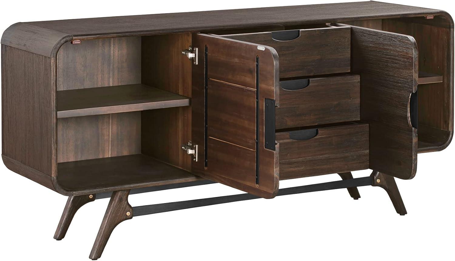 Kendra Brown Acacia Wood 3-Drawer Sideboard Buffet