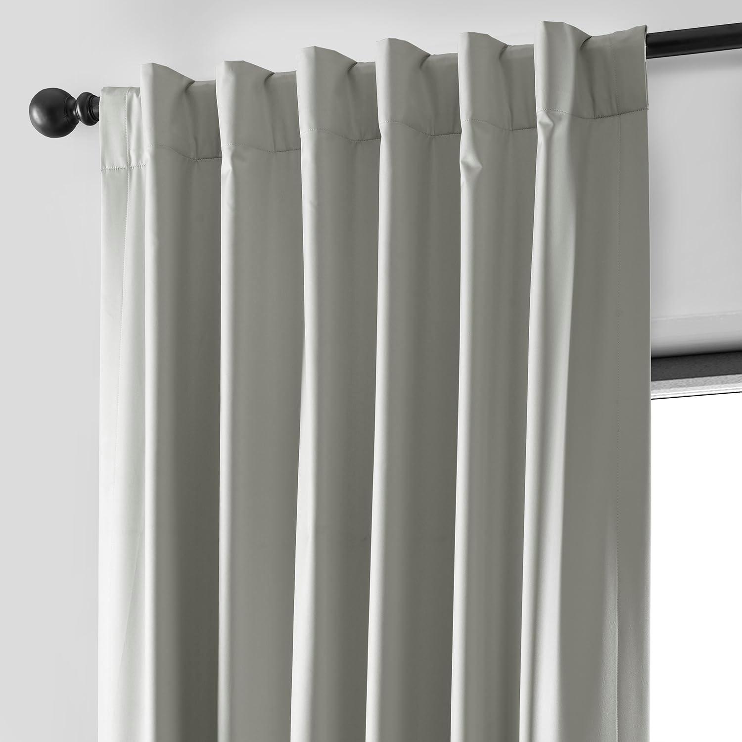 Exclusive Fabrics  Essential Polyester Solid Blackout Curtains - Thermal Insulated Window Curtains Rod Pocket (Single Panel) 50 X 84 - Greige