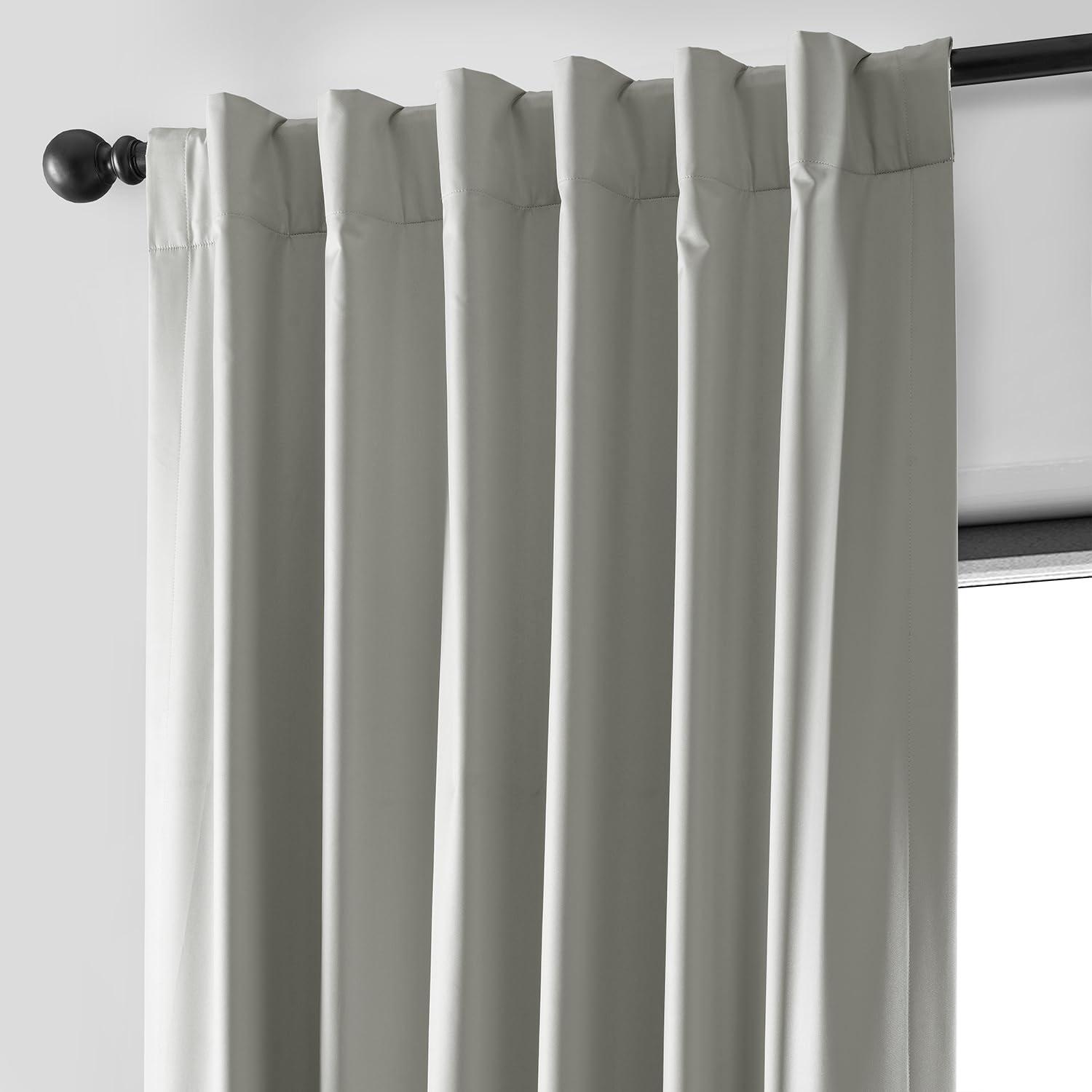 Exclusive Fabrics  Essential Polyester Solid Blackout Curtains - Thermal Insulated Window Curtains Rod Pocket (Single Panel) 50 X 84 - Greige