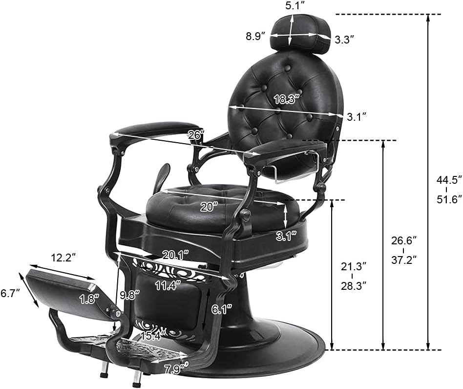 OmySalon Vintage Barber Chair All Purpose Heavy Duty, Hydraulic Recline Salon Beauty Styling Chair Retro, 360 Degree Swivel for Hair Stylist Tattoo