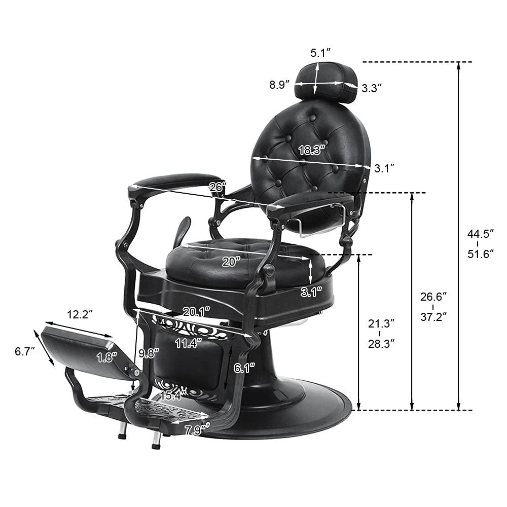 OmySalon Vintage Barber Chair All Purpose Heavy Duty, Hydraulic Recline Salon Beauty Styling Chair Retro, 360 Degree Swivel for Hair Stylist Tattoo
