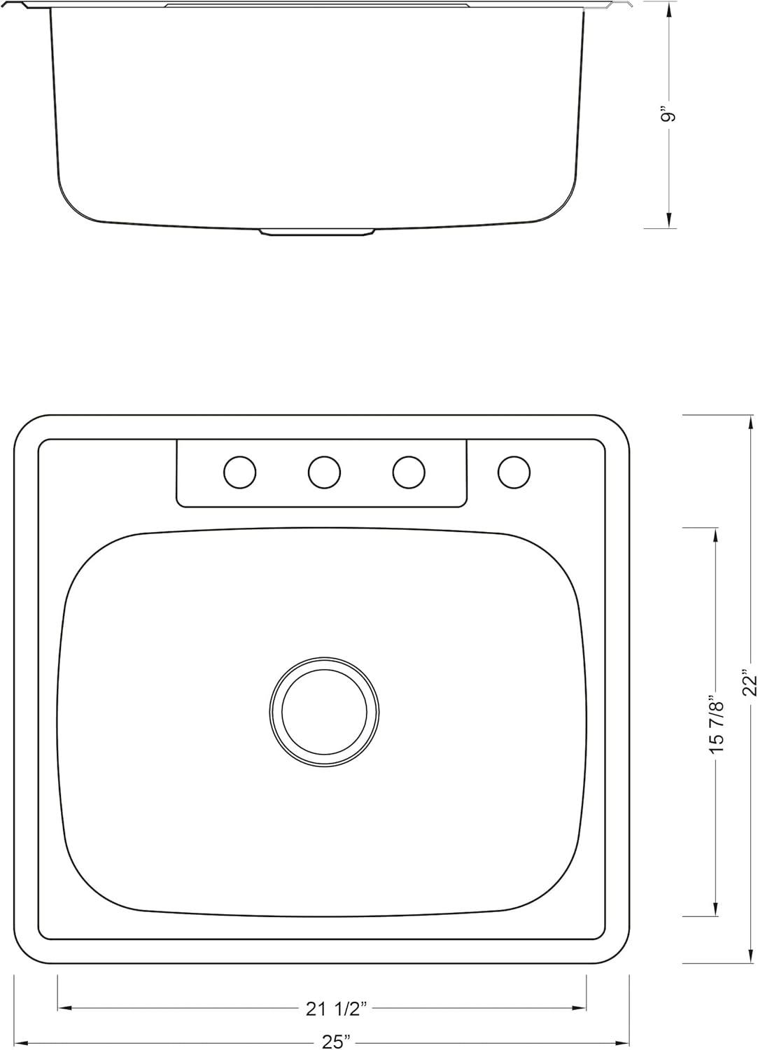 Brushed Stainless Steel Single Bowl Drop-In Kitchen Sink