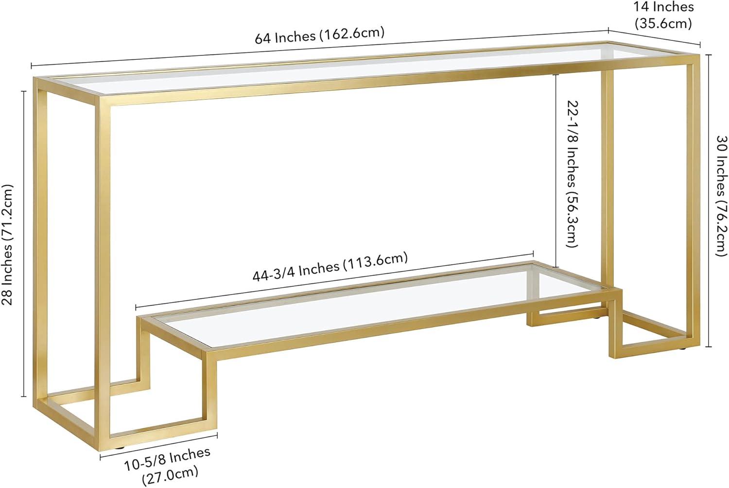 Athena Gold Handcrafted Metallic Console Table with Glass Top