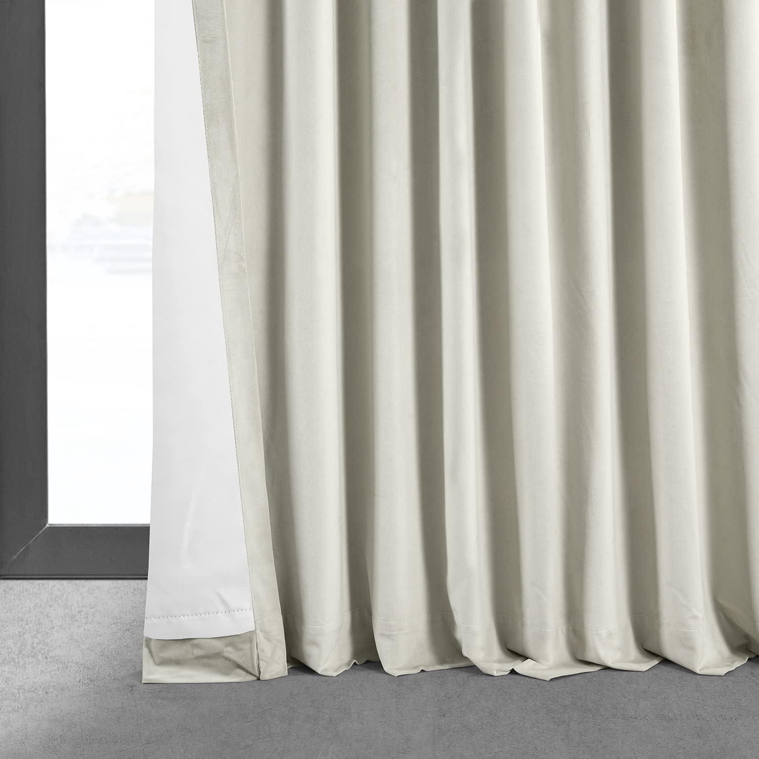 Half Price Drapes Signature Warm Off White Extra Wide Velvet Blackout Curtains (1 Panel),100W X 96L