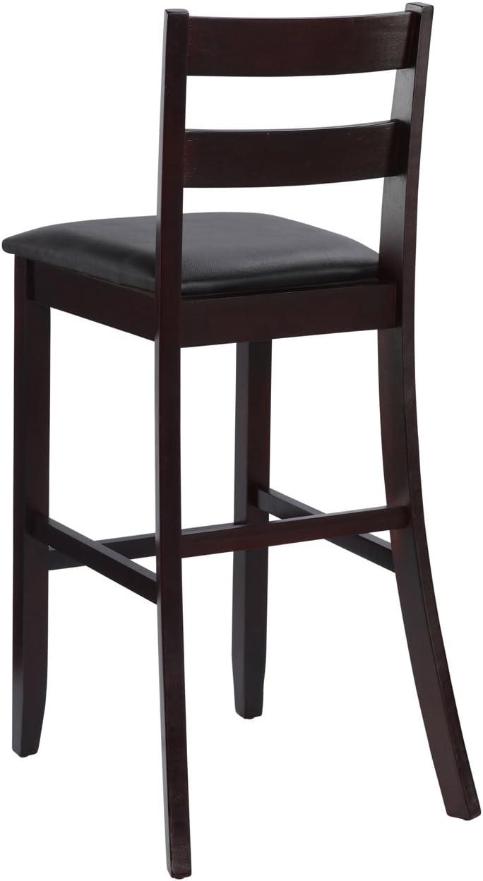 29" Triena Soho Padded Seat Faux Leather Barstool Hardwood/Brown - Linon: Upholstered, 31" High