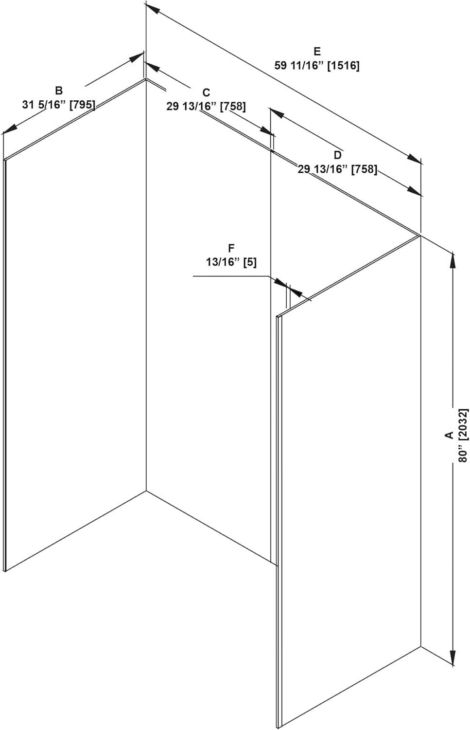 59.69'' W 80'' H Rectangle Tub Enclosure