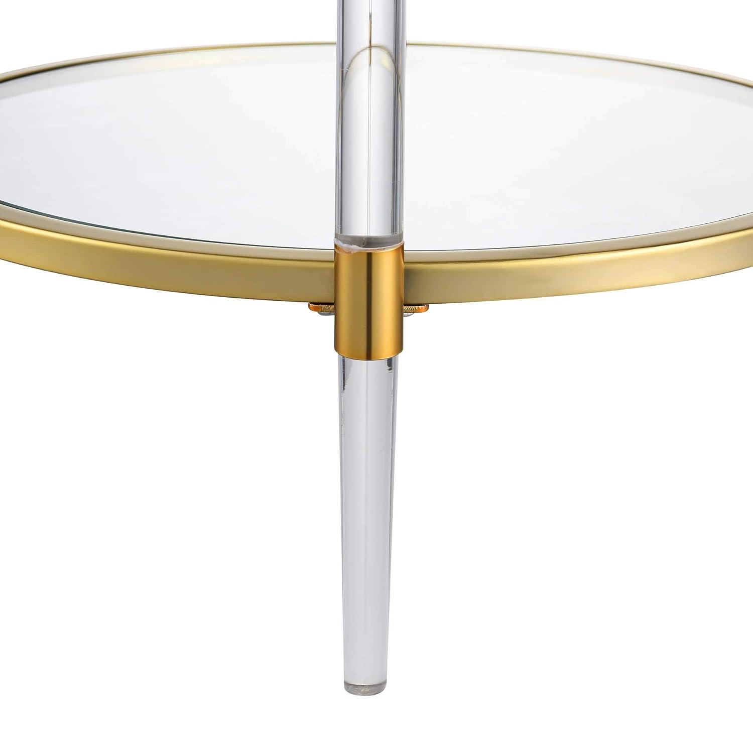 Convenience Concepts Royal Crest Acrylic Clear Glass End Table with Gold Frame