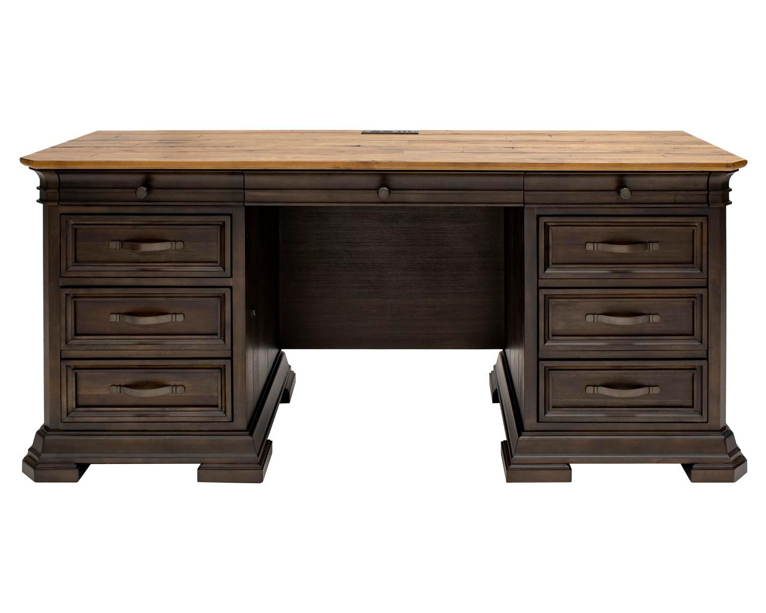 Canora Grey Shaan Executive Desk with Power Outlet