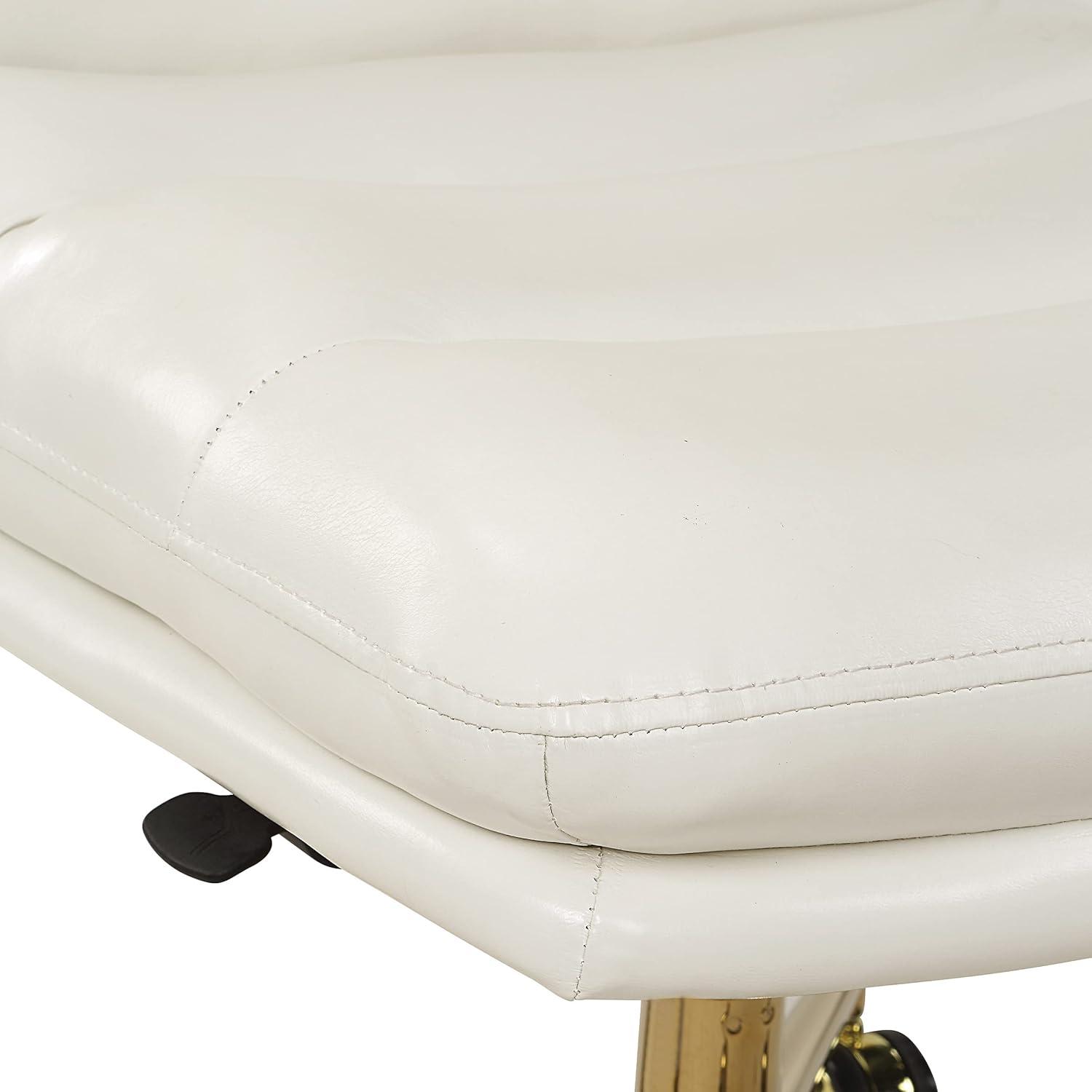 Legacy Office Chair in Cream Faux Leather with Gold Base