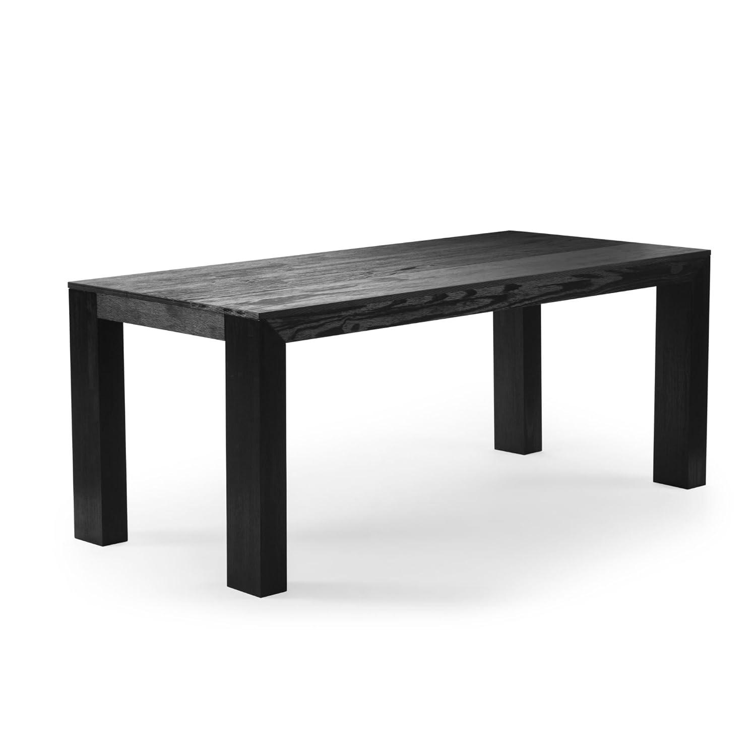 Plank+Beam 72" Modern Dining Table for 6, Solid Wood Rectangular Dining Table for Kitchen/Dining Room, Black Wirebrush