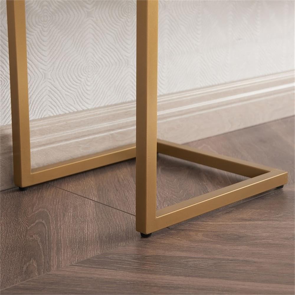 Evelyn&Zoe Errol 55" Wide Rectangular Console Table with Glass Top in Gold