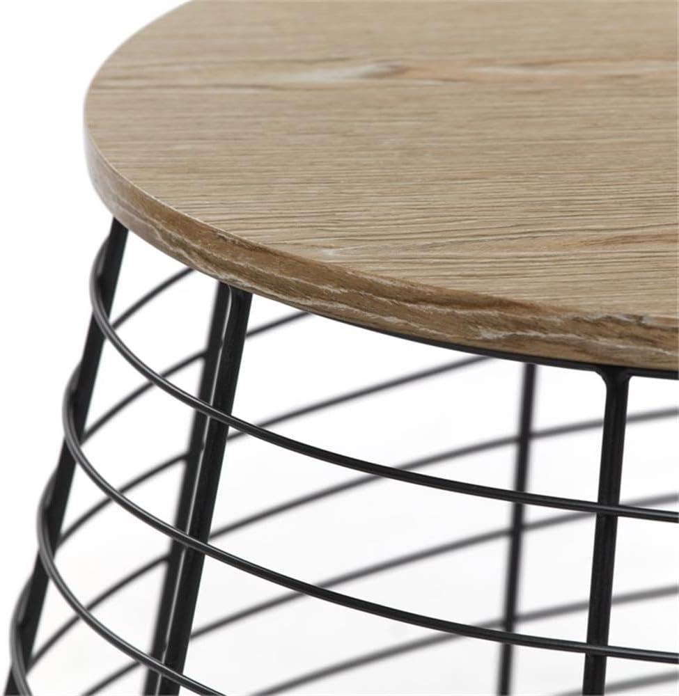 Morris Coffee Table Black - ClickDecor: Sturdy Metal Base, Distressed Wood Top, Modern Pedestal Design