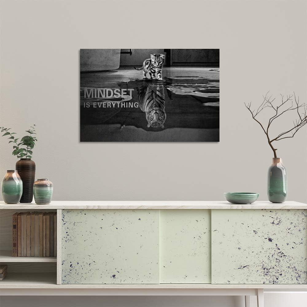 POSTER Mindset Is Everything Cat/Tiger Leader Motivational Inspirational Prevocational Life Action Success Quote Print Poster Wall Art Picture-UNFRAMED