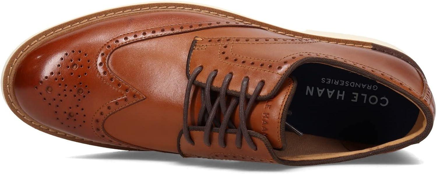 Men's British Tan Genuine Leather Wingtip Oxford Shoes