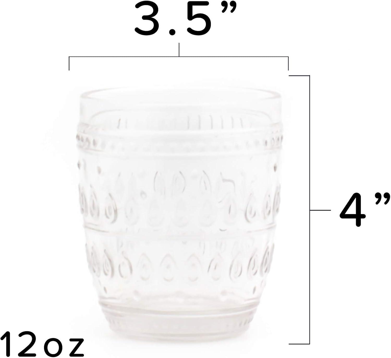 Fez Clear Textured Glass 12oz Old Fashion Glass Set of 4