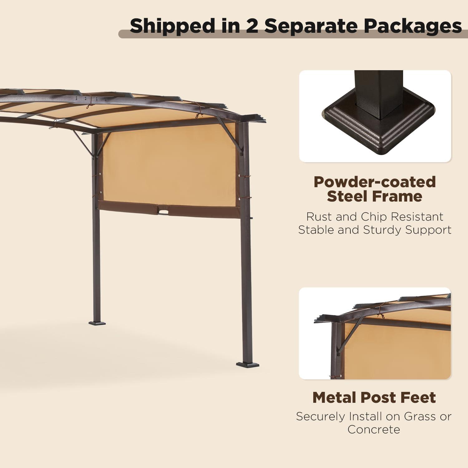 AECOJOY Pergola 9' x 12' Outdoor Pergolas, Pergolas and Gazebo Clearance, Retractable Metal Pergola with Sun Shade Canopy for Patio, Backyard, Garden