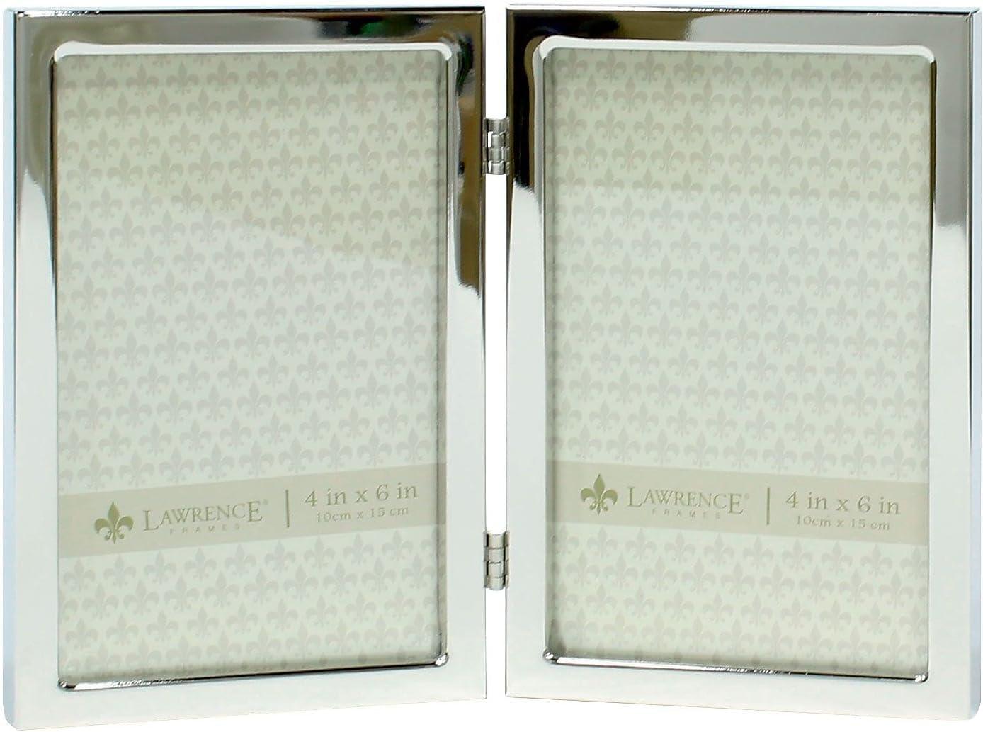 Elegant 4x6 Hinged Double Silver Metal Photo Frame