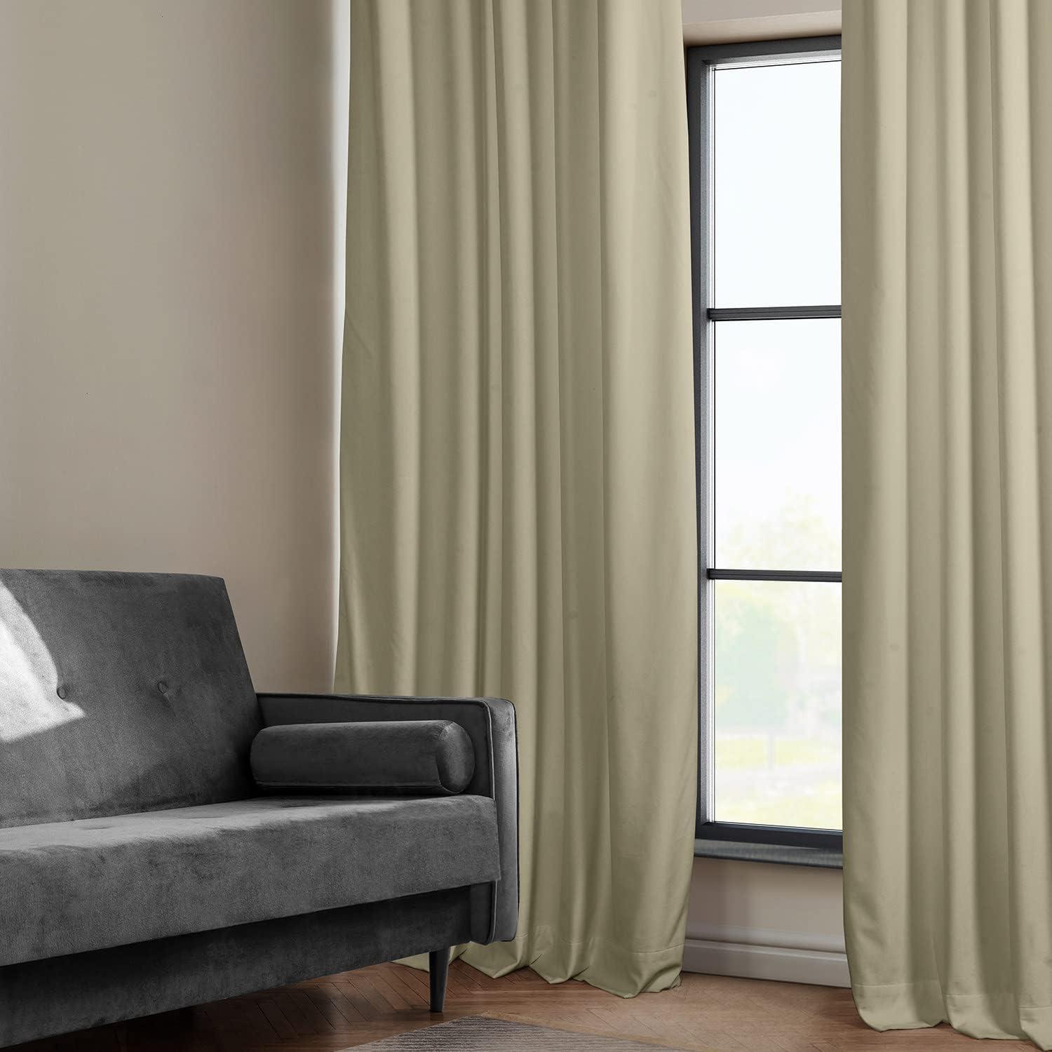 HPD Half Price Drapes Heritage Plush Velvet Curtains 84 Inches Long Room Darkening Curtains for Bedroom & Living Room 50W x 84L, (1 Panel), Macchiato Beige