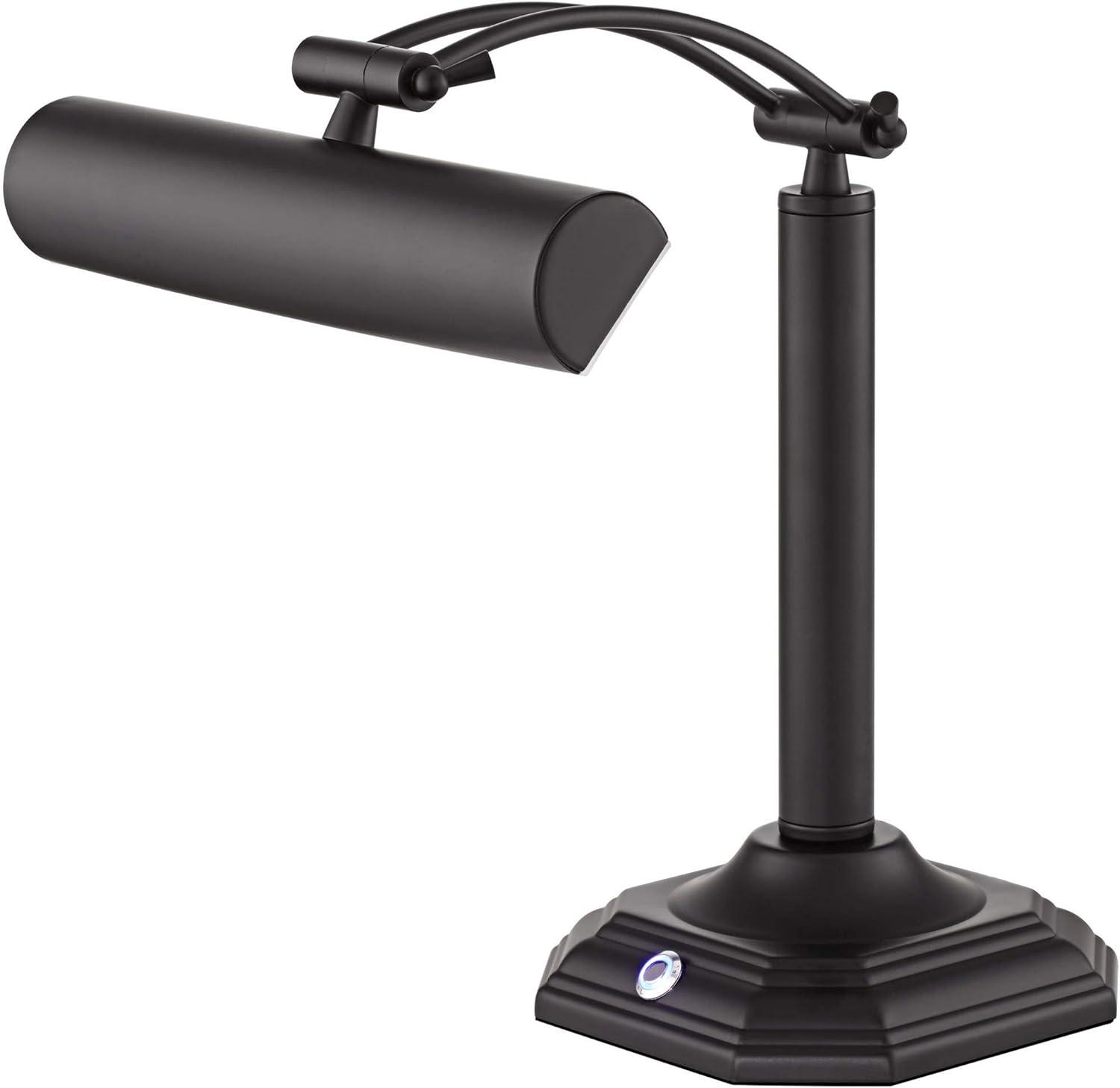 360 Lighting Grady Traditional Piano Banker Desk Lamp 16 1/2" High Black LED Adjustable Bronze Metal Shade for Bedroom Bedside Nightstand Kids Desk