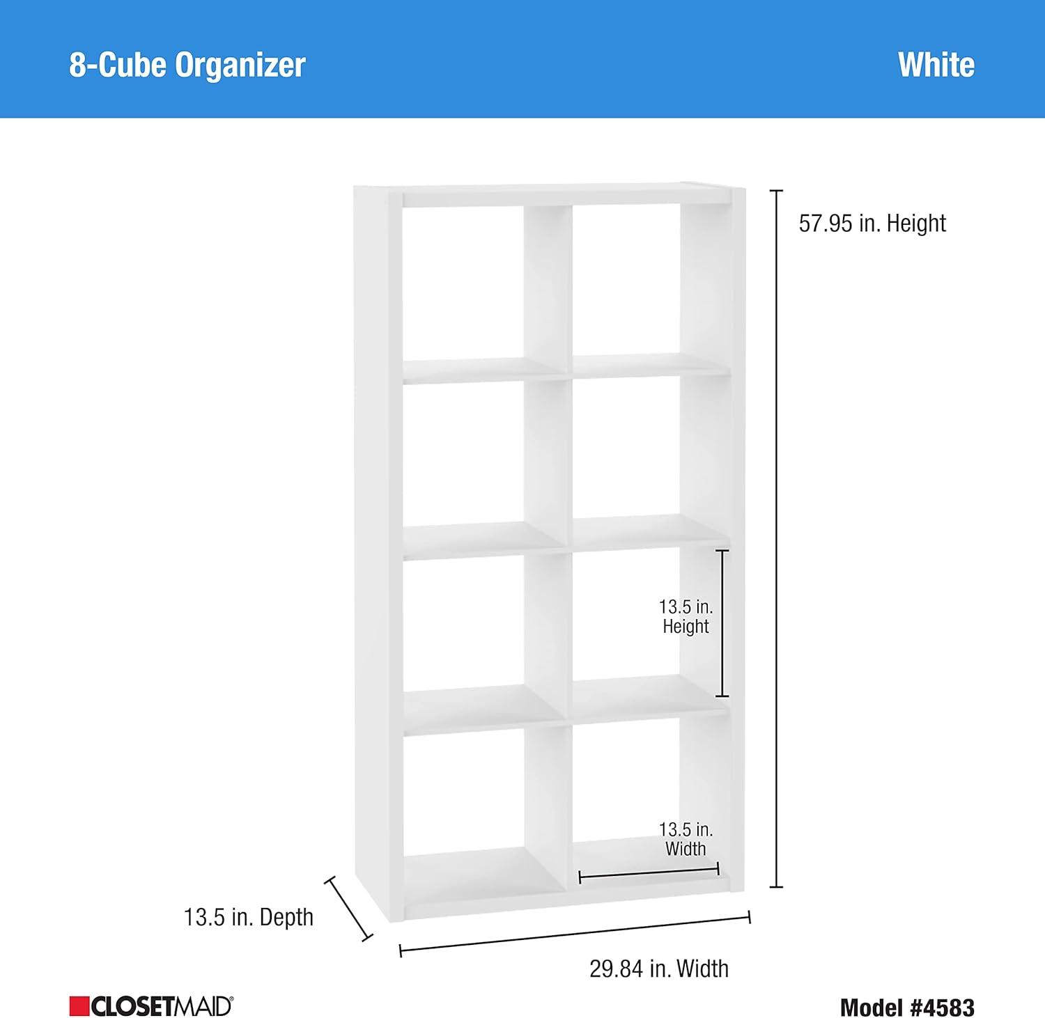 Elegant White Wood 8-Cube Organizer for Kids' Playroom Storage