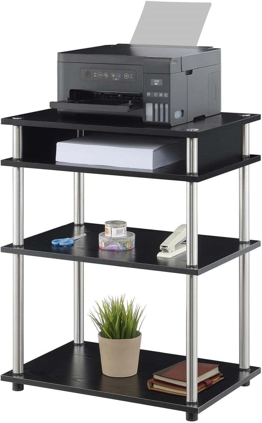 Convenience Concepts Designs2Go No Tools Printer Stand with Shelves, Black