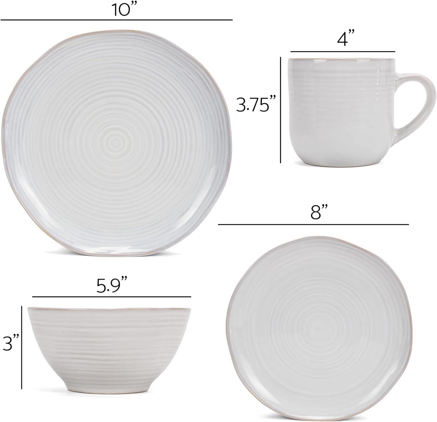 Elanze Designs 16-Piece Reactive Glaze Ceramic Stoneware Dinnerware - Service for 4, Classic White