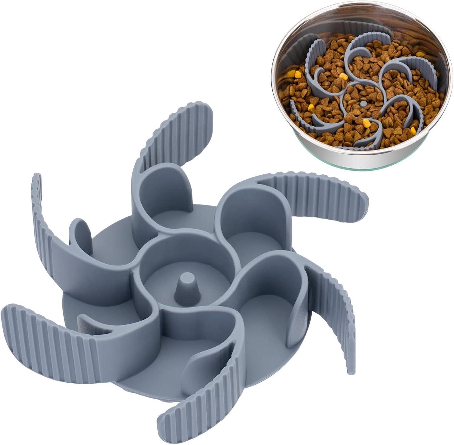 Keegud Slow Feeder Dog Bowls Insert [36 Octopus Suction Cups] Super Firm Eating Bowl [Cuttable] for Large Breed and Medium Size Compatible with Regular Elevated (Turbine) C25