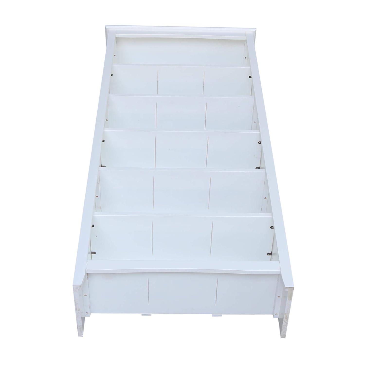 72" Shaker Bookshelf White - International Concepts: Solid Wood, 5 Fixed & Adjustable Shelves