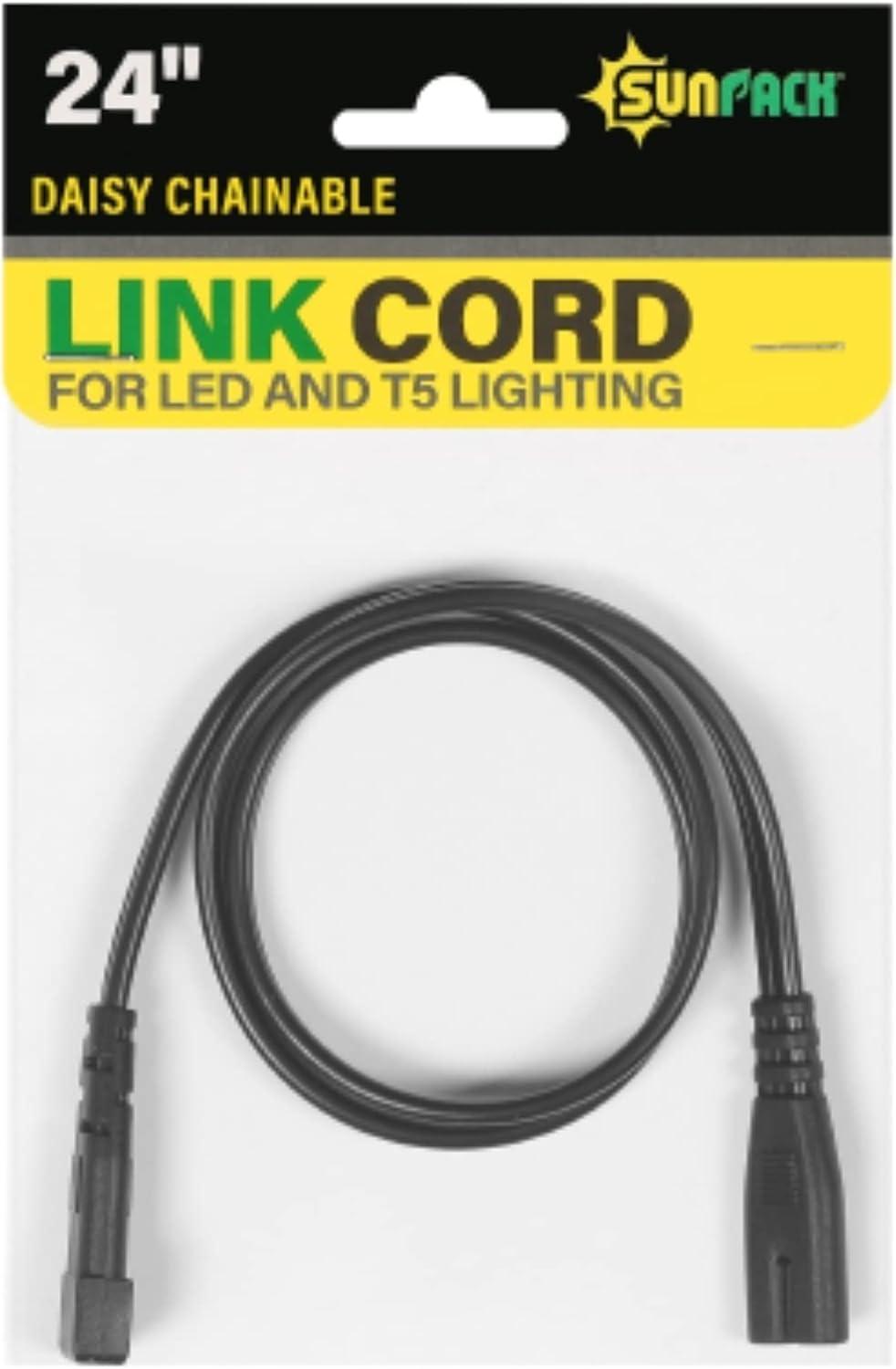 SunPack Daisy Chainable Link Cord for LED and T5 Lighting, Black, 24"