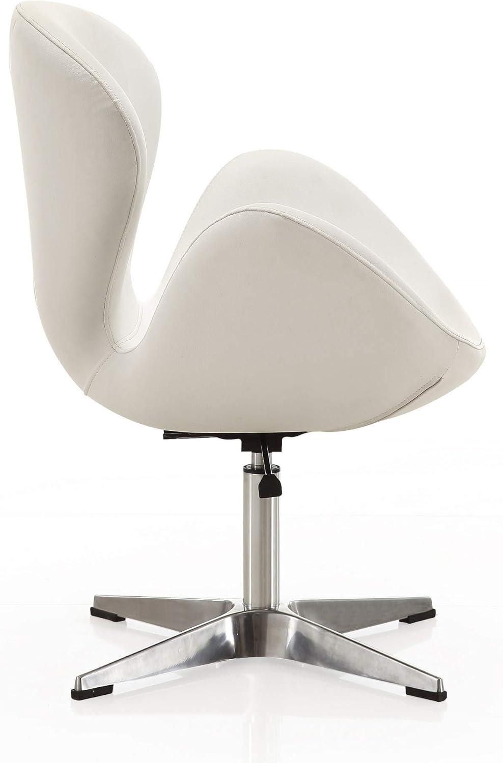Set of 2 Raspberry Faux Leather Adjustable Swivel Chairs White - Manhattan Comfort