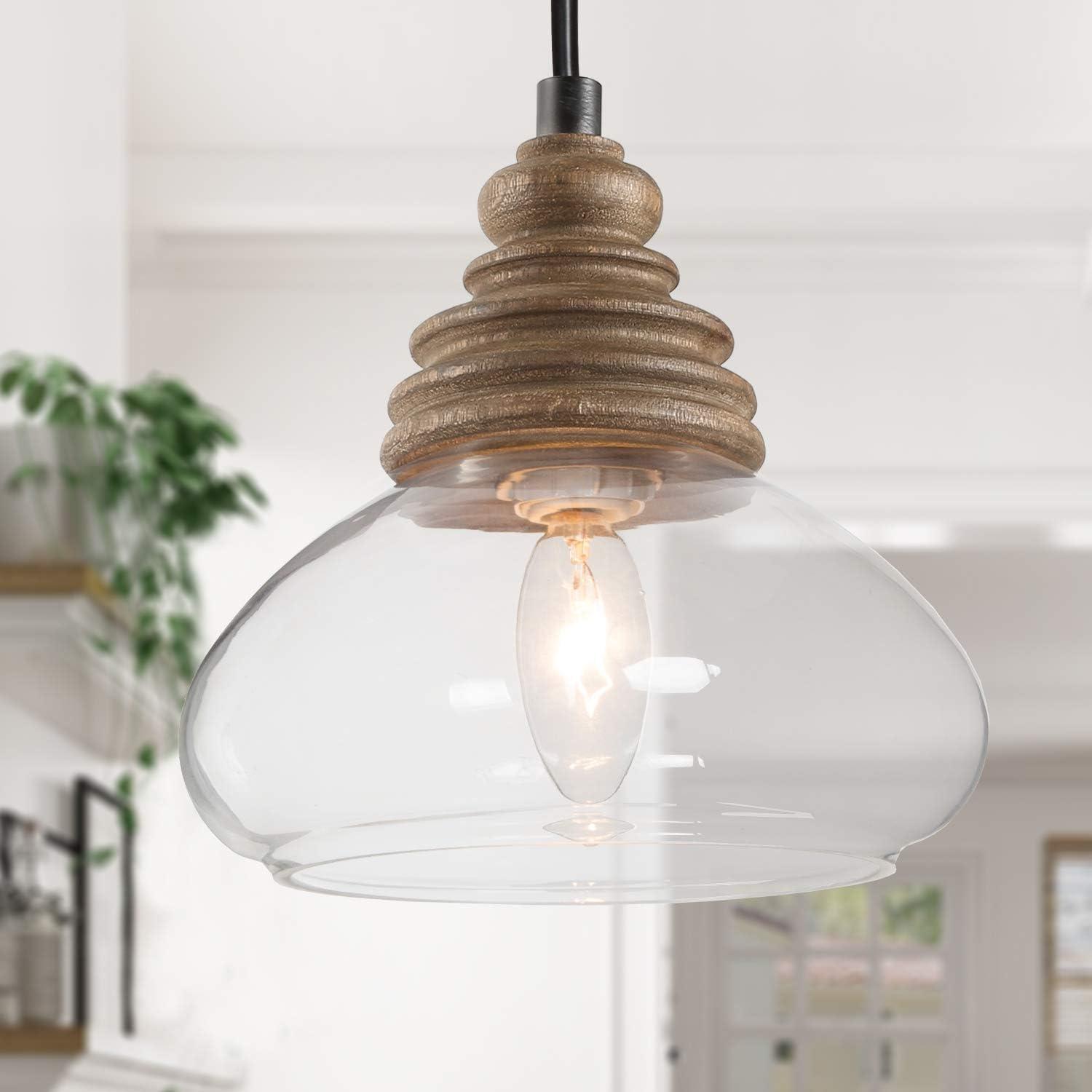 Clear Glass Bell-Shaped Farmhouse Pendant Light