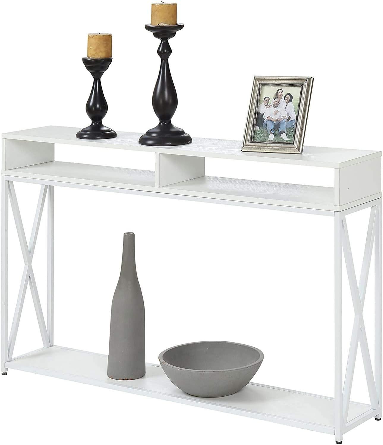 Convenience Concepts Tucson Deluxe 2 Tier Console Table, White