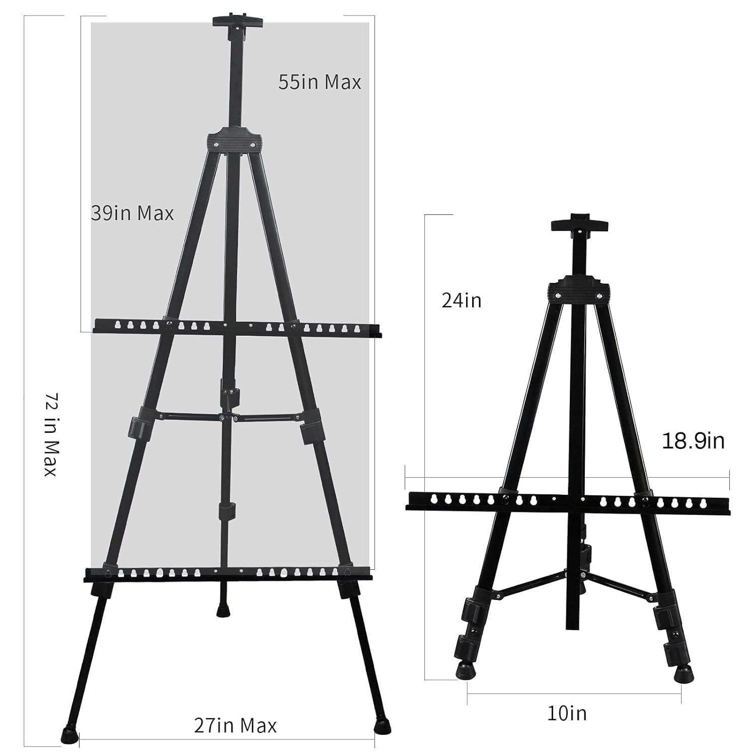 RRFTOK Art Painting Display Easel Stand,72Inches Portable Adjustable Metal Tripod with Artist Easels for Canvases Height from 22-72”for Table-Top/Floor Paint and Displaying,Black