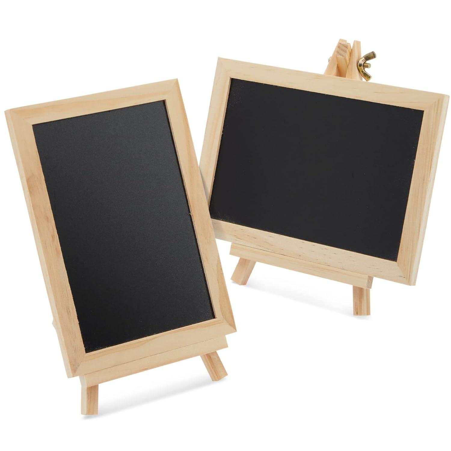 Juvale 6-Pack Mini Chalkboard Signs with Easel Stand for Table Decorations, Restaurant Food Display, Message Boards, Small Business, 7x7x4 in